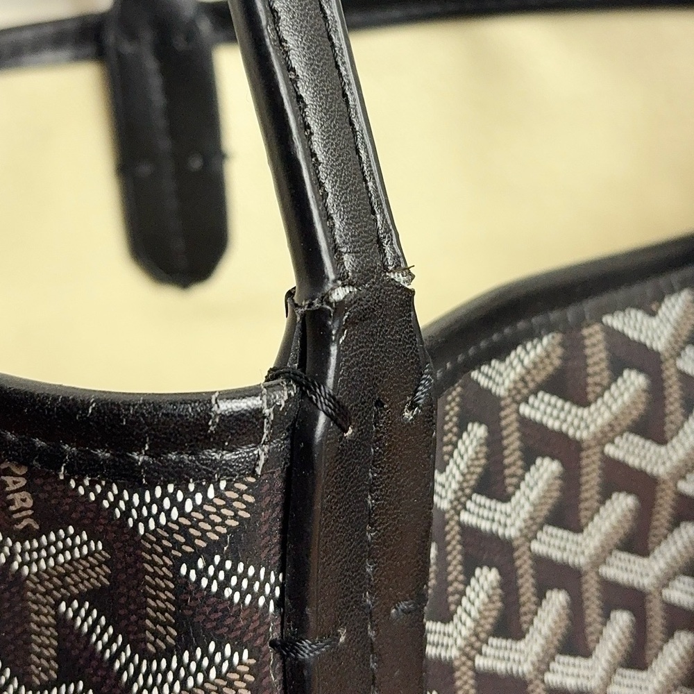 FAUX GOYARD SAINT LOUIS PM TOTE - BLACK GOYARDINE - Picture 14 of 16